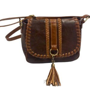 Brown Tassel Saddle Crossbody bag